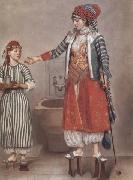 Jean-Etienne Liotard Dame franque vetue a la turque et sa servante (mk32) oil painting artist